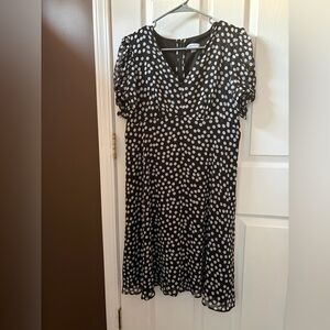 Calvin Klein Black and White Polka Dot Midi Dress